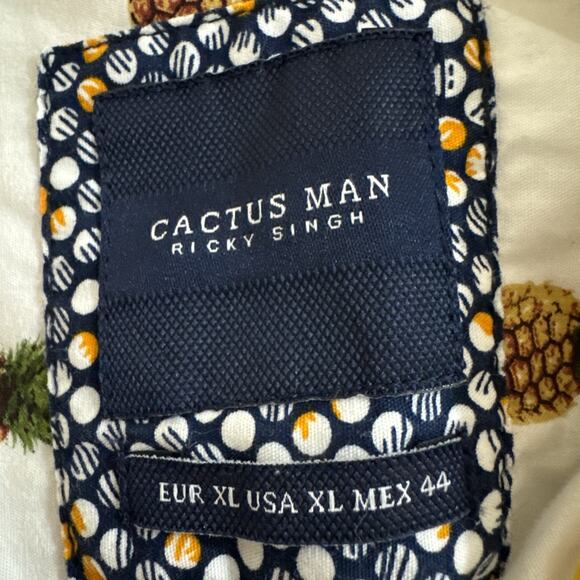 Cactus Size XL Shirt Ricky Singh Men's Pineapple Short Sleeve Button Down - Picture 4 of 5